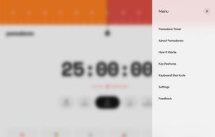 pomodoro timer light mode sidemenu