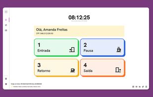 Web clock-in screen with options for entry, break, return and exit.