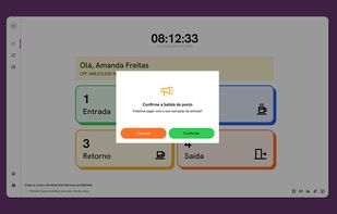 Clock-in confirmation modal after a successful time record.