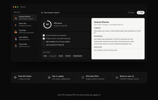 PopCVs AI resume builder with ATS score and job keyword match
