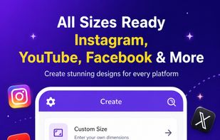 Choose ready-made canvas sizes for Instagram, YouTube, Facebook, Pinterest and more.