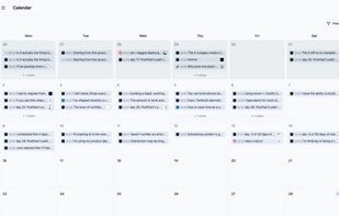 Calendar view with advanced filtering per tags, platforms and more