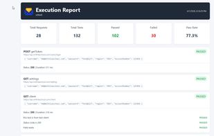 Postmate Client HTML test report with pass/fail results