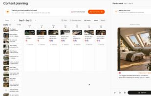 The calendar: a week of drafted posts, each waiting for your approval.