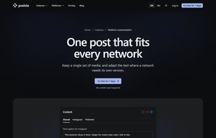 One composer with a shared caption and per-network tabs for network-specific text.