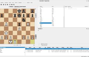 A game of the database on the board, with the moves and the games list