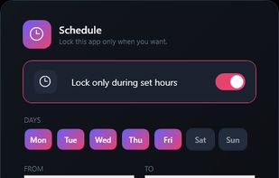 Keep chosen apps locked only during the hours and days you set