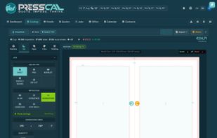 Imposition canvas - the preview matches the exported press-ready PDF