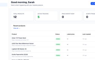 PriceTrail dashboard