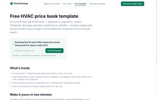 Free import-ready flat-rate price book templates for five trades