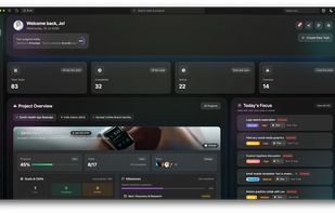 PrimeTask dashboard with project overview, tasks, goals, milestones and daily focus in one view.