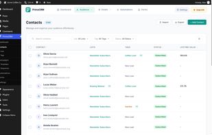 Contact management with lists, tags and segments