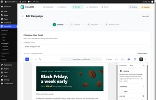 Campaign email designed in the WordPress block editor