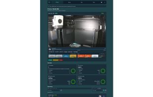 Single printer view with live camera, AMS state, print stats and that printer's job history