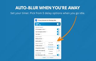 Auto-blur idle timer with 5 delay options. Blurs your screen automatically when you step away.