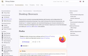 Desktop browser recommendation listings