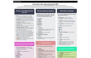 Privacy Tools List screenshot 1
