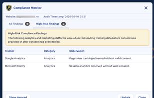 Live website monitoring and validation