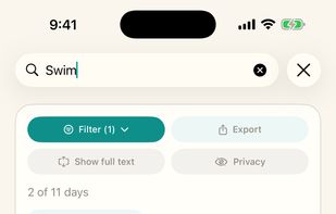 Search your entries on the device after unlocking