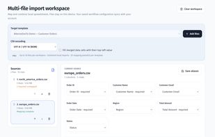 Multi-file Import Workspace / Source Column → Template Field