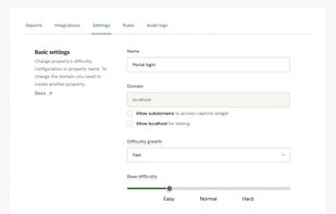 Form with captcha settings