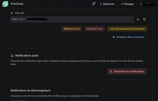 Notification parameters in user params page