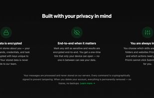 Privacy-First Design: Your Data, Your Control — Your messages are never stored. Your data is encrypted with keys unique to your account. Prizmi never clicks Submit or Pay for you.