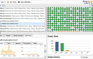 Aggregate and manage resources from different infrastructures. Resources coming from multiple origins are unified as ProActive Nodes and can be accessed transparently: Desktop machines (Windows, Linux, MacOS X), all kind of stand-alone server machines, cluster nodes managed by common batch-schedulers (Slurm, LSF, SGE) and private or public Clouds resources (OpenStack, CloudStack, VMWare, Windows Azure, Amazon EC2, Numergy, etc.)
Control the resources acquisition behavior according to various policies such as Load based or Time based.