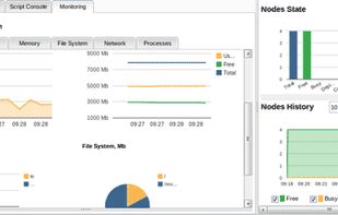 Workflows & Scheduling cares about your time and money, so it helps you troubleshooting any inconveniences you may experience during the execution or development of your business software by providing a very wide range of monitoring mechanisms accessible through our Web Portals and APIs.
At any time, you can supervise your jobs and its tasks, and get fine details on its duration, results, execution node, and failures, among others. Get the state of your execution nodes themselves: disk space left, CPU usage, memory usage, network usage, disk IO usage, list of processes. Do not forget to supervise your virtual resources: as your infrastructure grows with our cloud connectors, your supervision and control on the new virtual resources will grow too, allowing you to get vendor specific information from the IaaS service provider monitoring API.