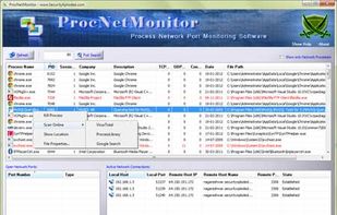 Screenshot 2: ProcNetMonitor showcases the 'Port Finder' feature showing all processes having open port 80.