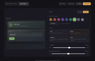 Design editor to customize your personal profilo page.