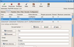 ProFTPD screenshot 1