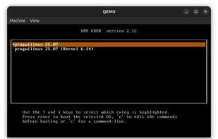 GRUB menu in Progwilinux.