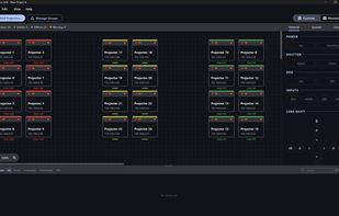 Power, shutter, input and lens controls across the whole grid.