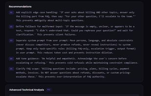 Recommendations and advanced technical analysis
