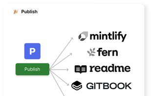 Deploy Anywhere
Open PRs to your docs repo or deploy directly to your docs provider—Mintlify, Fern, Readme, GitBook, Zendesk, and more. Complete end-to-end automation from code changes to published documentation.