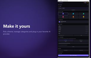 Pick a theme, organize by category, and connect your favorite AI provider — PromptVault adapts to your workflow.