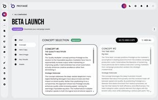 Protaigé develops creative concepts for campaigns to propose stories and strategic rationales based on your Brand DNA and campaign brief.