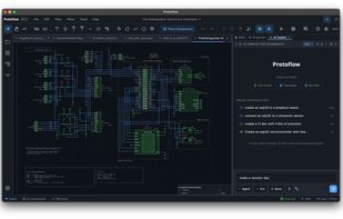 A showcase of the Protoflow AI  designing an electronics schematic