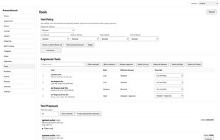 screen shot of the tools page 