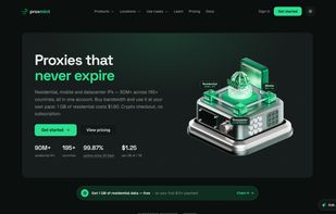 Home page: residential, premium residential, mobile and datacenter proxies sold as prepaid GB packs that never expire.
