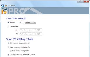 Manual split by date.
Choose an interval or custom date to split your PST file.