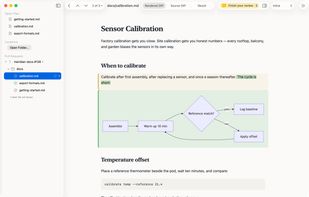 A documentation pull request as a rendered diff: changed words highlighted, diagrams rendered