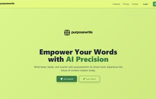 purposewrite Homepage Overview