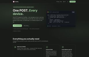 One POST to /api/push/send delivers to browser, Android and email.