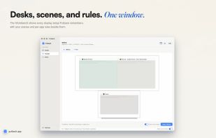 The Workbench: every display setup Putback remembers, with your scenes and per-app rules in one optional window. The menu bar is all you need day to day.