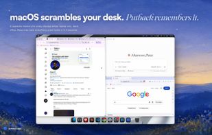 The problem it solves: unplug and macOS piles every window onto one screen. Putback keeps a separate memory per display setup and puts everything back in 0.4 seconds.