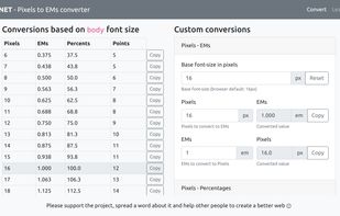 pxtoem.net - css units converter