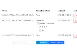 API key management interface