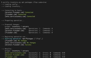 Pyinfra command example.